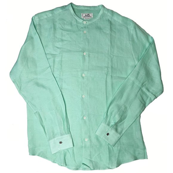 New Hermes Super Fine 100% Linen Shirt Long Sleeve Made in France - Picture 6 of 10